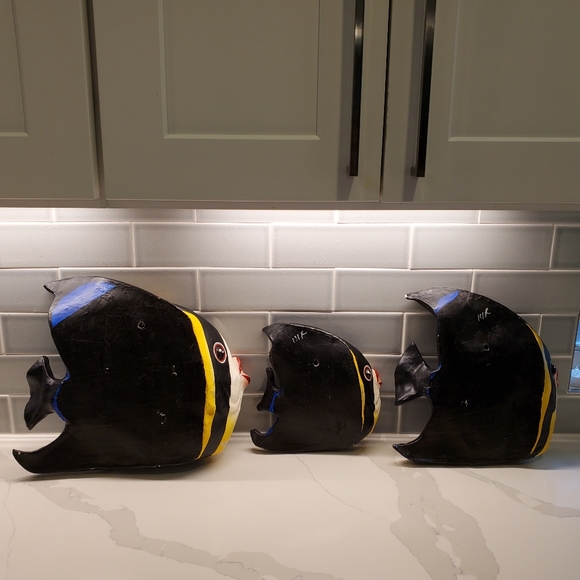 Tropical fish, paper mache, set of 3 - Picture 12 of 17